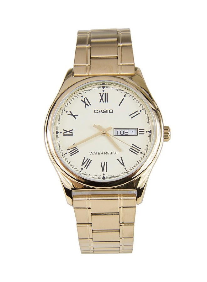 كاسيو ساعة يد بعقارب وسوار من الإستانلس ستيل طراز MTP-V006G-9BUDF - 38 مم - ذهبي للرجال - Image 1