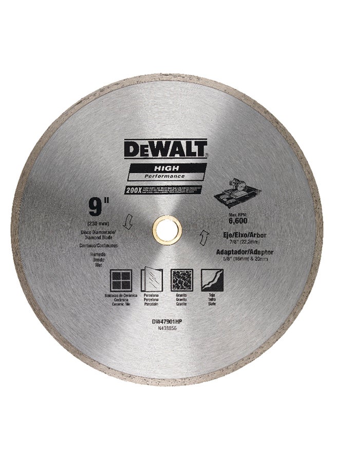 DEWALT T9 Continuous Rim Diamond Blade Silver