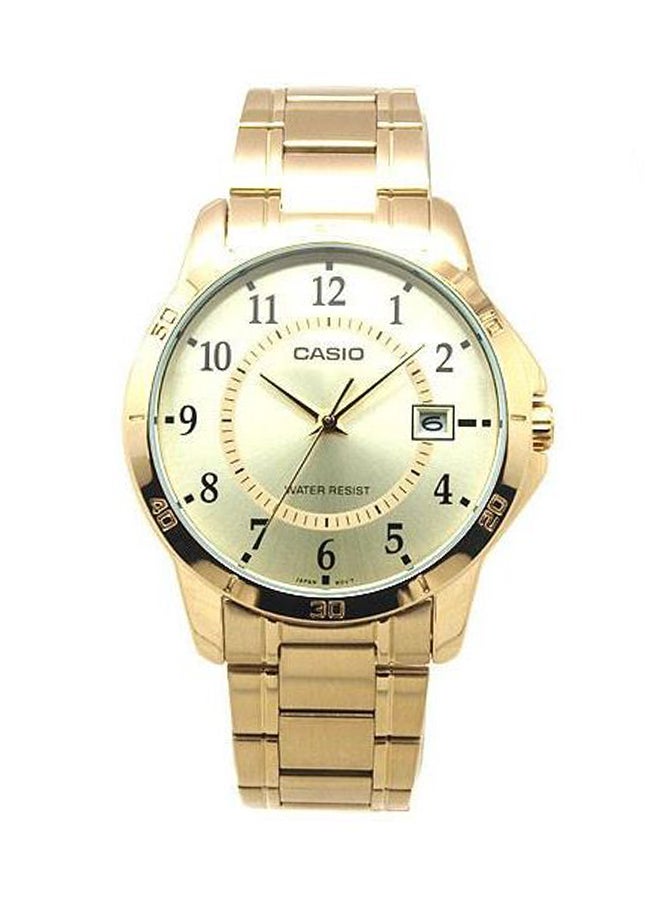 كاسيو ساعة يد دريس بعقارب ومقاومة للماء طراز MTP-V004G-9B - 47 مم - ذهبي للرجال - Image 1