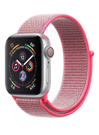Premium Nylon Weave Mesh Band with Dense Loop and Adjustable Wrist Strap For Apple Watch Series 1,2,3 and 4, Workout, Fitness, Running, Fibro-38 Pink - v1556229412/N24218376A_1