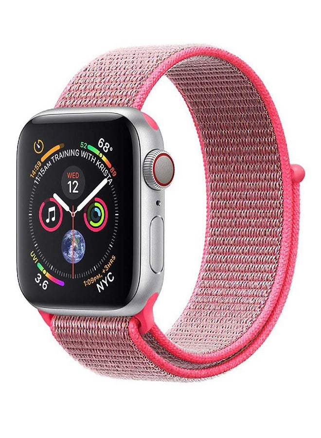 Premium Nylon Weave Mesh Band with Dense Loop and Adjustable Wrist Strap For Apple Watch Series 1,2,3 and 4, Workout, Fitness, Running, Fibro-38 Pink