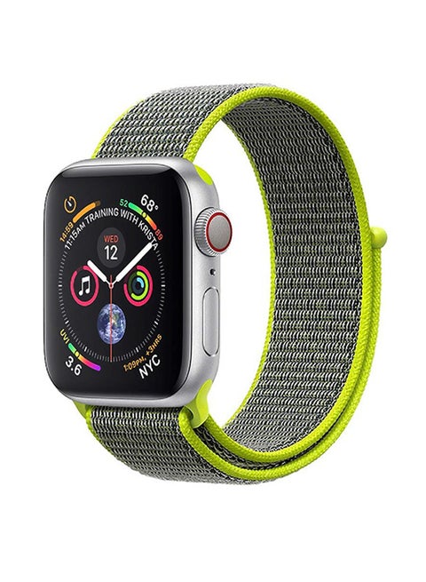 Premium Nylon Weave Mesh Band with Dense Loop and Adjustable Wrist Strap For Apple Watch Series 1,2,3 and 4, Workout, Fitness, Running, Fibro-42 Green