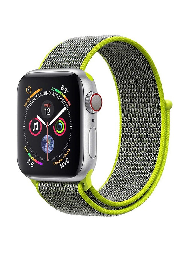 PROMATE Premium Nylon Weave Mesh Band With Dense Loop And Adjustable Wrist Strap For Apple Watch Series 1,2,3 And 4, Workout, Fitness, Running, Fibro-38 Green - Image 1
