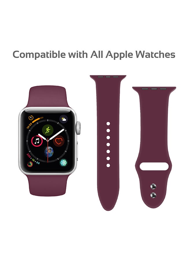 PROMATE - Premium Adjustable Silicone Sport Wristband Replacement Strap with Sweatproof and Dual Lock Pin For Apple Watch Series 1,2,3 and 4 Small/Medium Size, Workout, Fitness, Oryx-38SM Maroon - Image 1