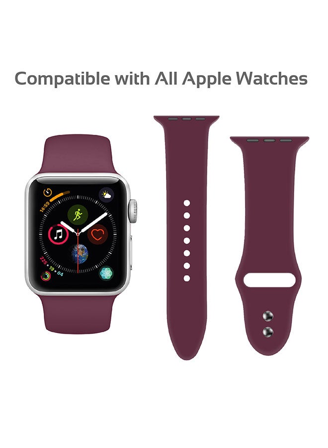 PROMATE - Replacement Silicone Strap for Apple Watch 38mm/40mm/41mm Maroon - Image 1