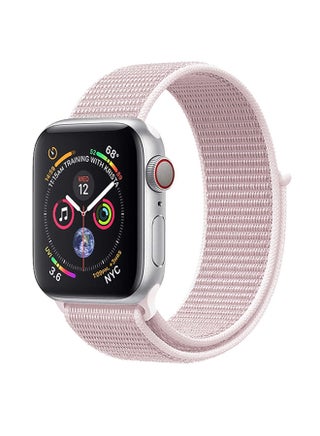Premium Nylon Weave Mesh Band With Dense Loop And Adjustable Wrist Strap For Apple Watch Series 1,2,3 And 4, Workout, Fitness, Running, Fibro-42 L Light Pink - v1556229581/N24218382A_1