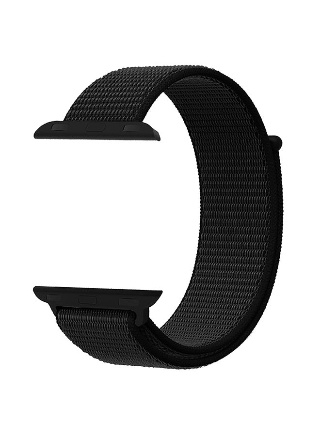PROMATE - Premium Nylon Weave Mesh Band With Dense Loop And Adjustable Wrist Strap For Apple Watch Series 1,2,3 And 4, Workout, Fitness, Running, Fibro-38 Black - Image 1