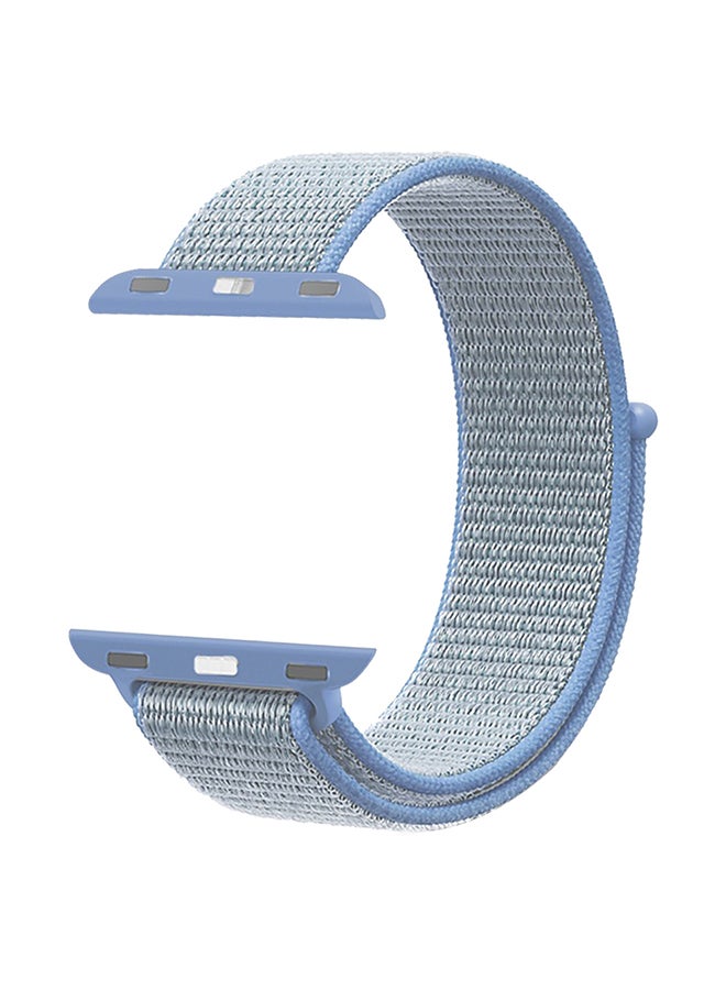 Premium Nylon Weave Mesh Band With Dense Loop And Adjustable Wrist Strap For Apple Watch Series 1,2,3 And 4, Workout, Fitness, Running, Fibro-38 L Light Blue