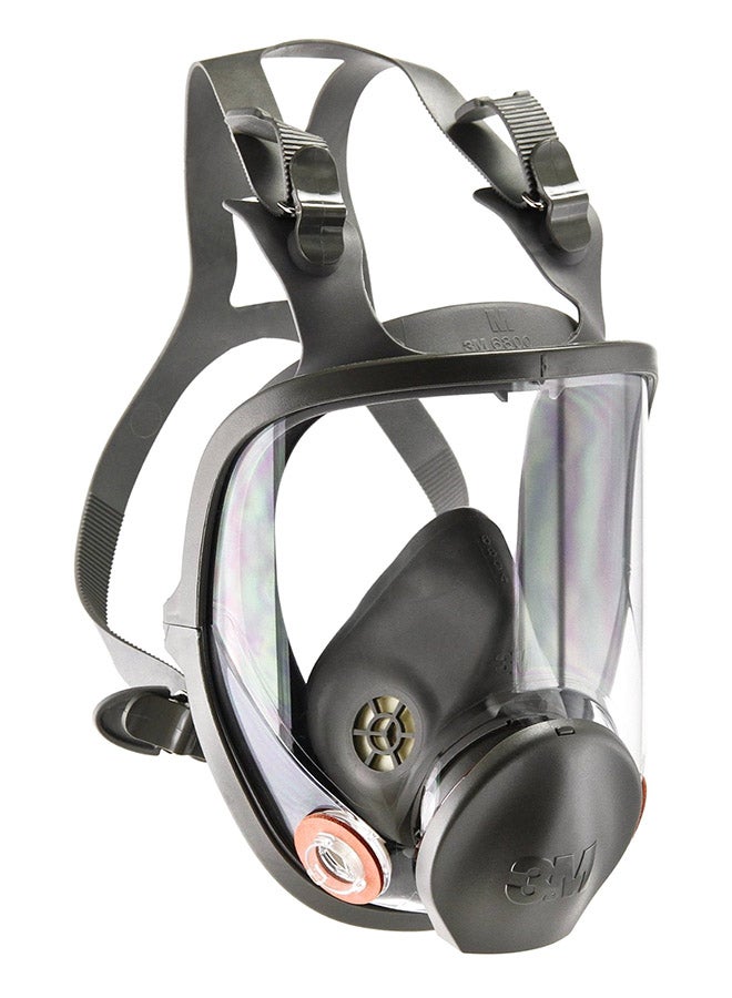 ثري ام قناع للوجه بالكامل للتنفس قابل لإعادة الاستخدام قياس متوسط أسود/شفاف - Image 2