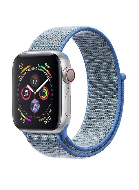 Premium Nylon Weave Mesh Band With Dense Loop And Adjustable Wrist Strap For Apple Watch Series 1,2,3 And 4, Workout, Fitness, Running, Fibro-38 Blue