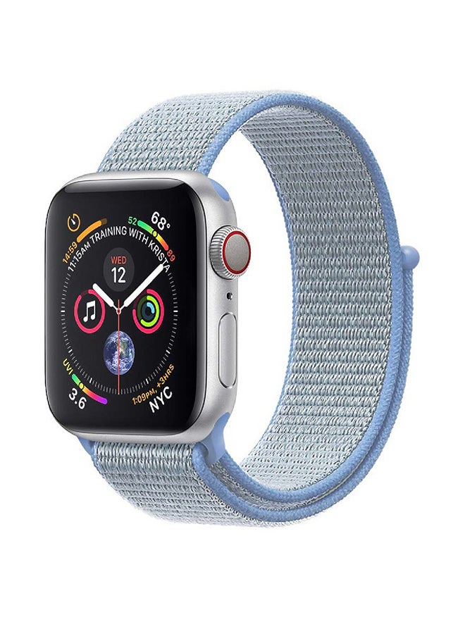 Premium Nylon Weave Mesh Band With Dense Loop And Adjustable Wrist Strap For Apple Watch Series 1,2,3 And 4, Workout, Fitness, Running, Fibro-38 L Light Blue