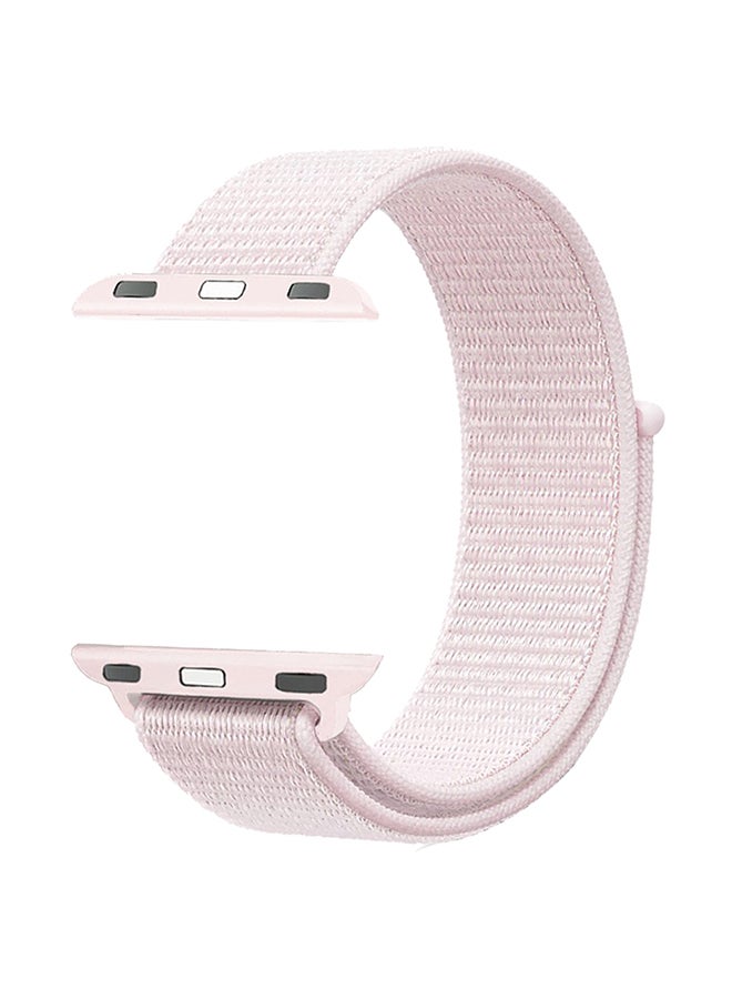 PROMATE - Premium Nylon Weave Mesh Band With Dense Loop And Adjustable Wrist Strap For Apple Watch Series 1,2,3 And 4, Workout, Fitness, Running, Fibro-38 L Light Pink - Image 1