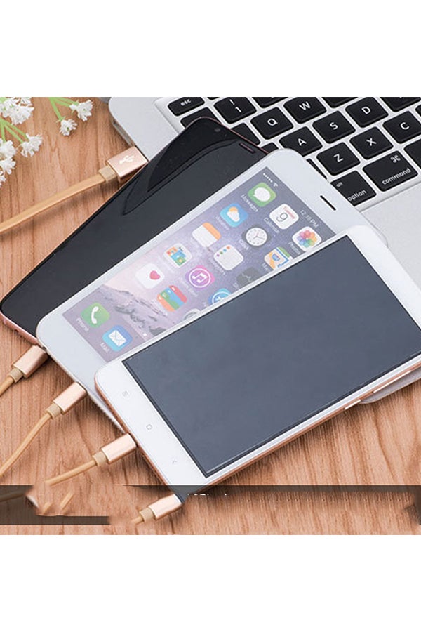 3-In-1 USB Data Sync Type-C Lightning Charging Cable Beige - Image 3