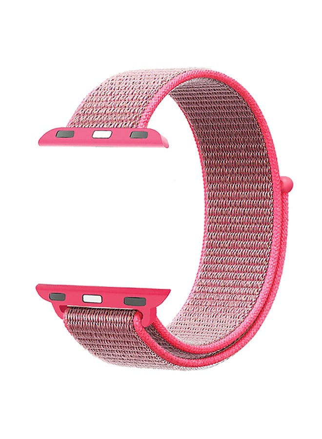 Premium Nylon Weave Mesh Band with Dense Loop and Adjustable Wrist Strap For Apple Watch Series 1,2,3 and 4, Workout, Fitness, Running, Fibro-38 Pink