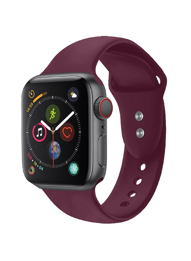 PROMATE - Premium Adjustable Silicone Sport Wristband Replacement Strap with Sweatproof and Dual Lock Pin For Apple Watch Series 1,2,3 and 4 Small/Medium Size, Workout, Fitness, Oryx-38SM Maroon - Image 1