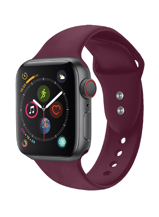 PROMATE - Silicone Replacement Wrist Strap Adjustable Soft Band For Apple Watch Series 1,2,3,4 Maroon - Image 1
