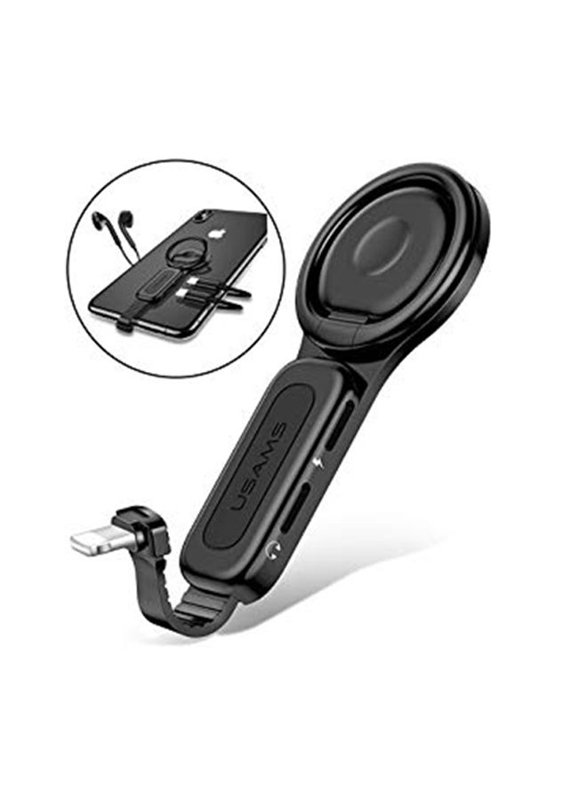 Usams - Dual Lightning Ring Holder Adapter Black - Image 1