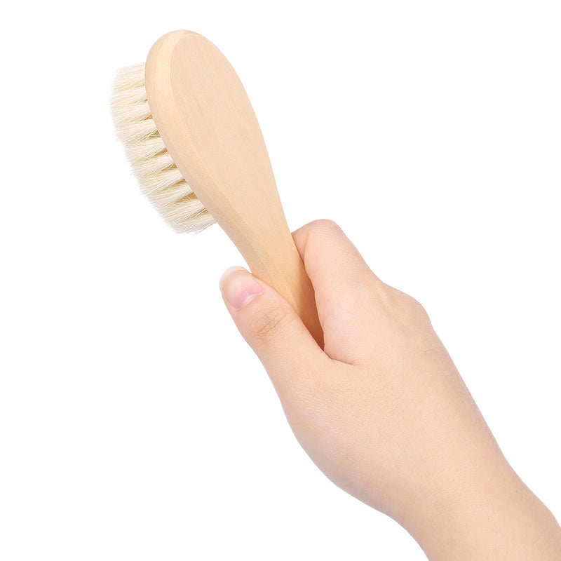 Wooden Handle Newborn Baby Hairbrush Brown - Image 3