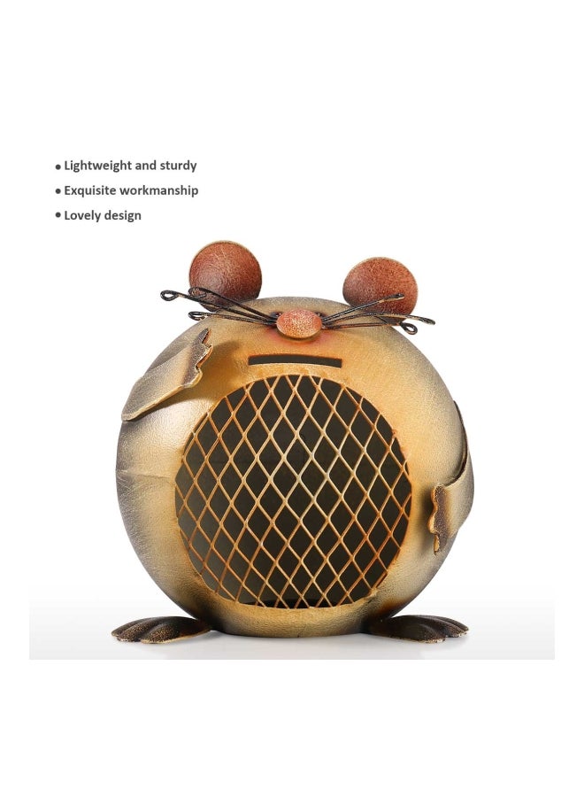 TOOARTS Mouse Shaped Coin Bank Grey/Gold 14x16x14cm - Image 2