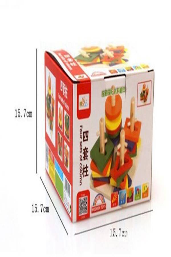 برج اللعب الهندسي بعمود خشبي مخصص للأطفال - Image 3