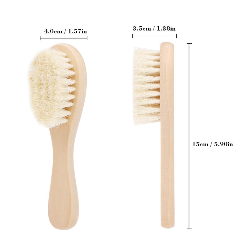 Wooden Handle Newborn Baby Hairbrush Brown - Image 2