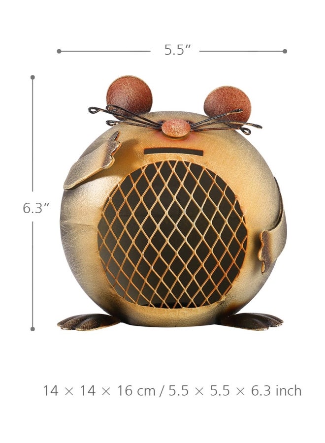 TOOARTS Mouse Shaped Coin Bank Grey/Gold 14x16x14cm - Image 4