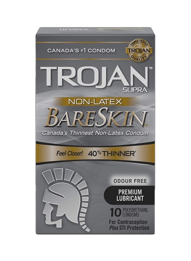 TROJAN 10-Piece Supra Non-Latex Bareskin Condom Set - Image 1