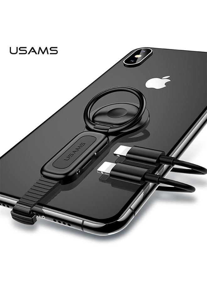 Usams - Dual Lightning Ring Holder Adapter Black - Image 1