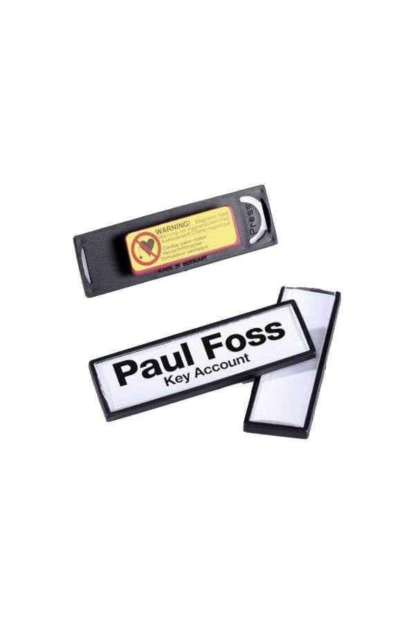 Durable Clip Card Magnetic Name Badge With Frame Black