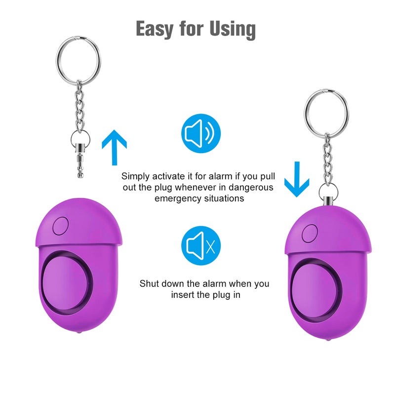 Generic Safe Sound Emergency Personal Alarm With LED Flashlight For Girls Purple  - Image 5