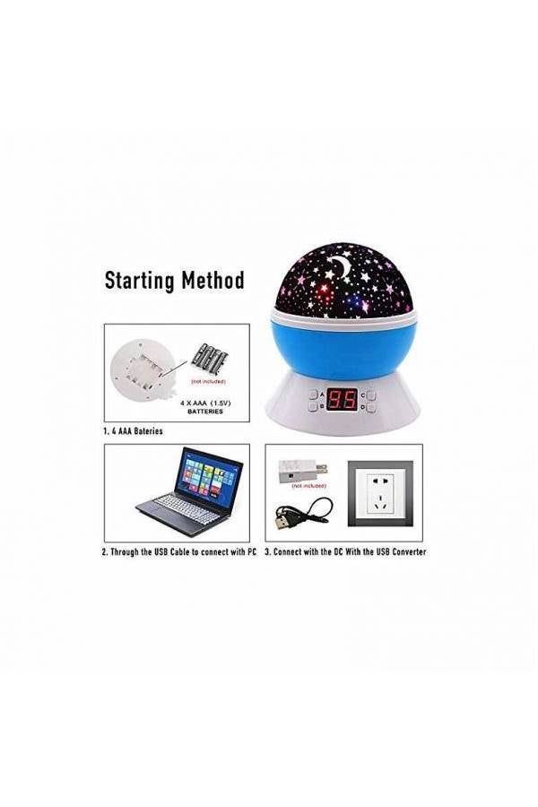 Generic - Modern Rotating Moon Sky Projection Led Night Lights Toys Table Lamps With Timer Multicolour 5 x 5.8inch - Image 1