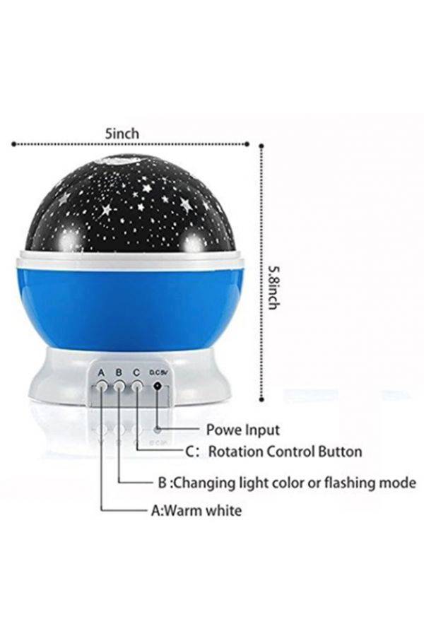 Generic - Modern Rotating Moon Sky Projection Led Night Lights Toys Table Lamps With Timer Multicolour 5 x 5.8inch - Image 1