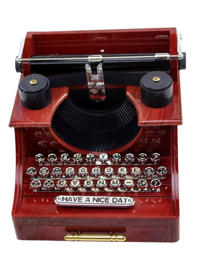 Vintage Typewriter Hand Crank Music Box For Decoration Red 30.0X25.0X5.0cm