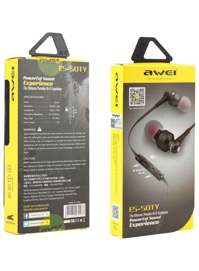 Awei Stereo In-Ear Earphones With Mic Black - Image 3