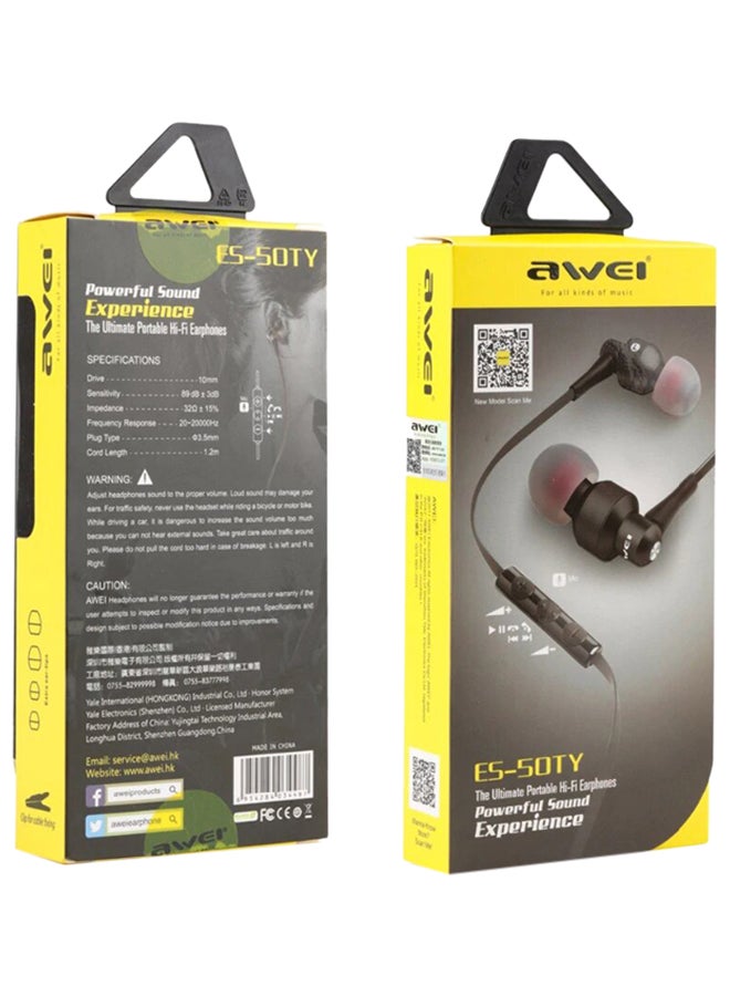 Awei Stereo In-Ear Earphones With Mic Black/Gold - Image 3