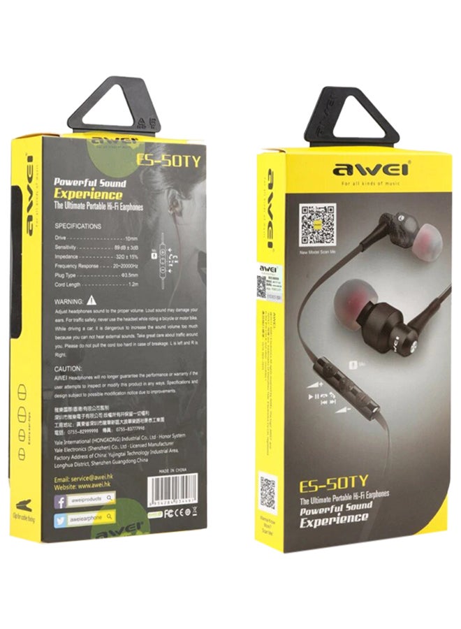 Awei Stereo In-Ear Earphones With Mic Black/Rose Gold - Image 3