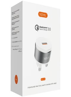 Vidvie Fashion and Practical Smart Charger With Cable Silver/Grey  - Image 4