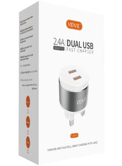Vidvie Dual USB Fast Charger Silver/Grey  - Image 4