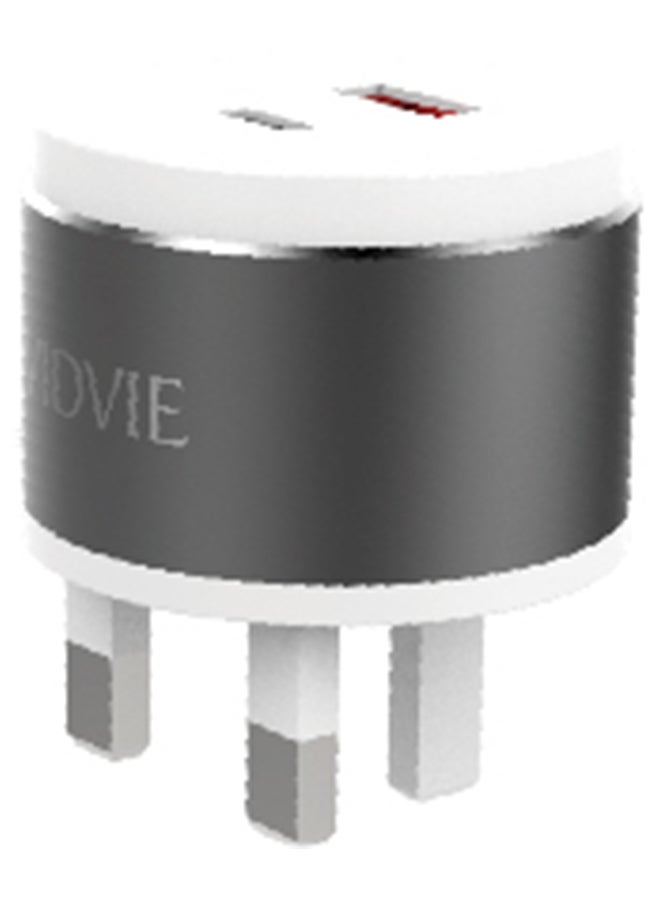 Vidvie - 3.4 USB And Type C Fast Charger Silver/Grey - Image 1