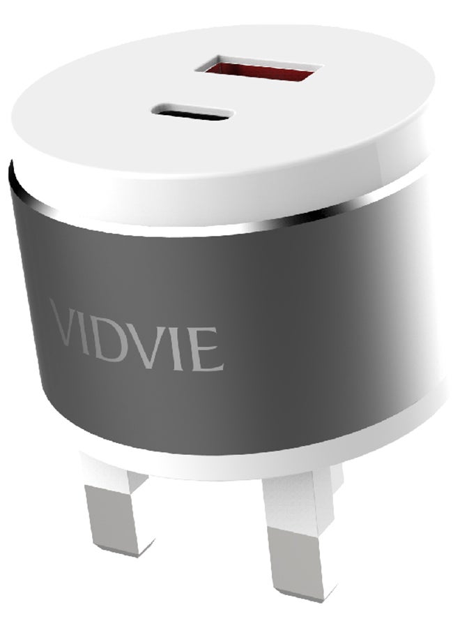 Vidvie - 3.4 USB And Type C Fast Charger Silver/Grey - Image 1