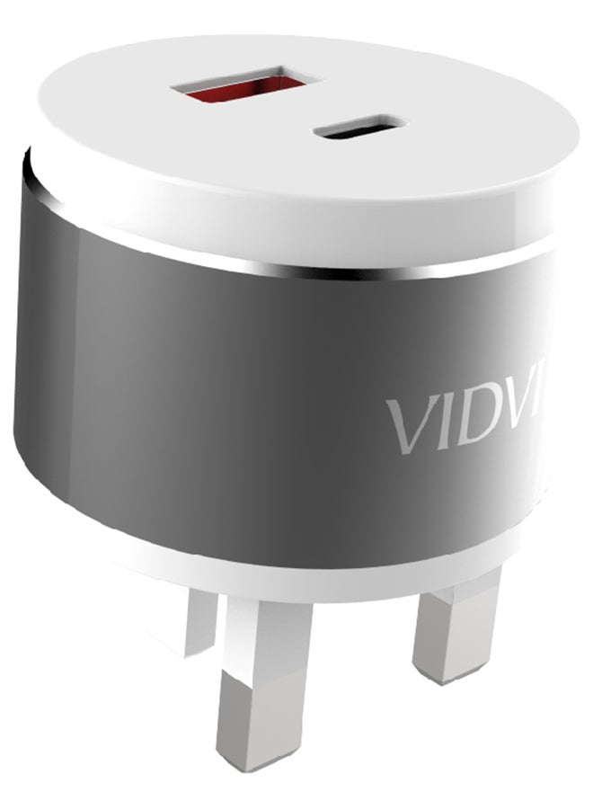 Vidvie - 3.4 USB And Type C Fast Charger Silver/Grey - Image 1