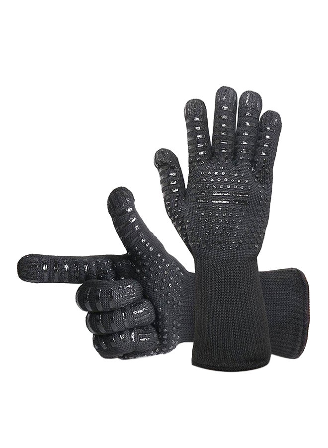 Cool Baby Pair Of Oven Mitts Gloves Bbq Grilling Cooking Black 33x13cm  - Image 1