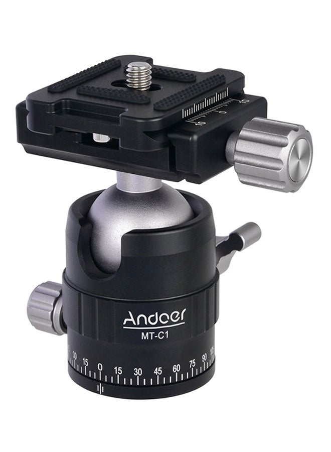 ANDOER MT-C1 Compact Size Panoramic Tripod Ball Head Adapter 360° Rotation Aluminium Alloy With Quick Release Plate Black/Silver  - Image 1