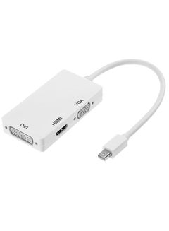 3-In-1 Mini Displayport To HDMI VGA DVI Adapter White