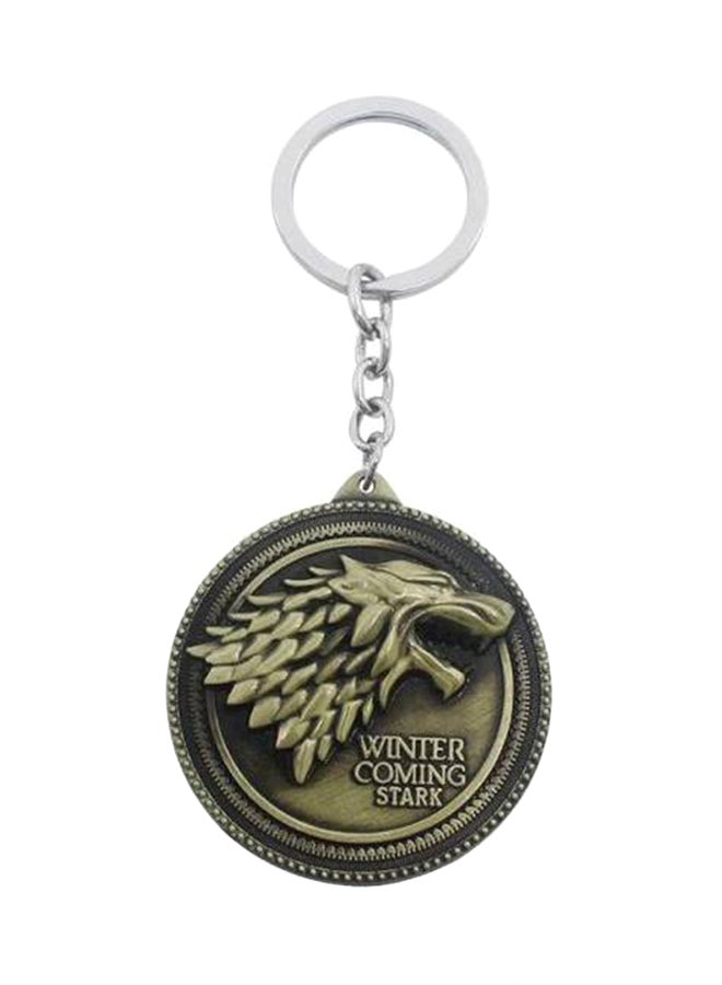 Zinc Alloy Metal Game Of Thrones Stark Keychain Gold - Image 1