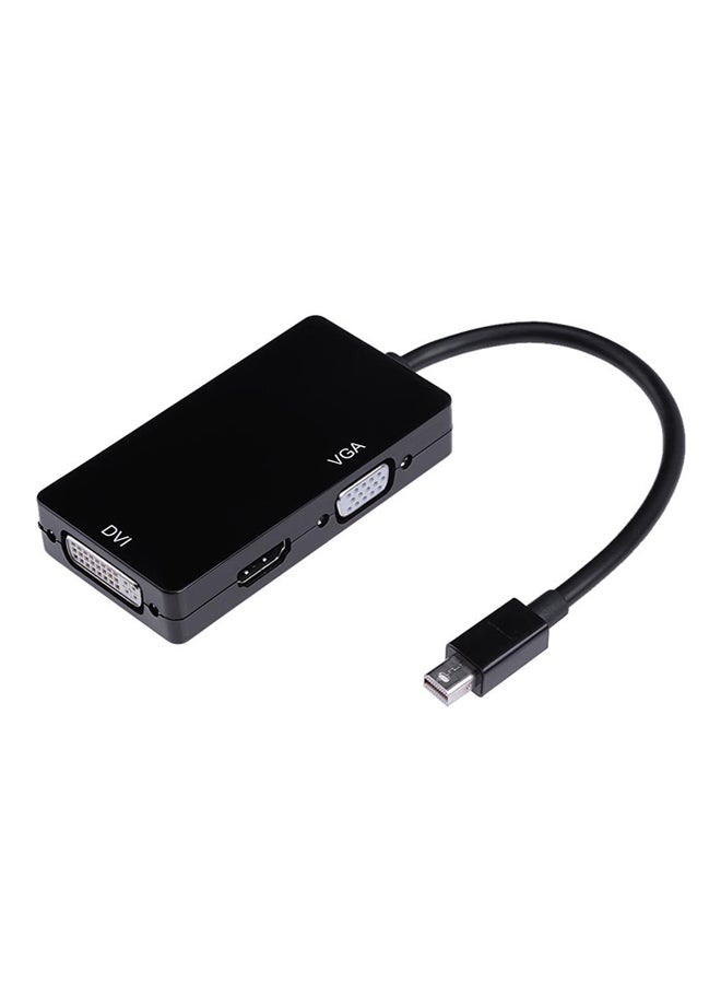 محول 3 في 1 من منفذ شاشة صغير إلى منفذ HDMI ومنفذ VGA ومنفذ DVI أسود