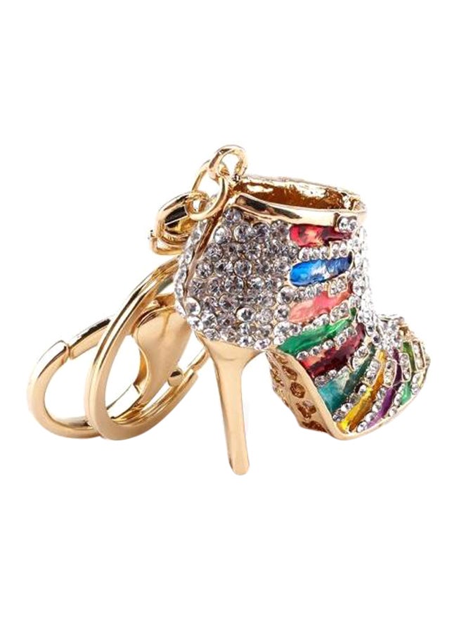 حلقة مفاتيح مطلية وملونة مصنوعة من حجر الراين بتصميم جديد على شكل حذاء ذي كعب عالٍ - Image 1