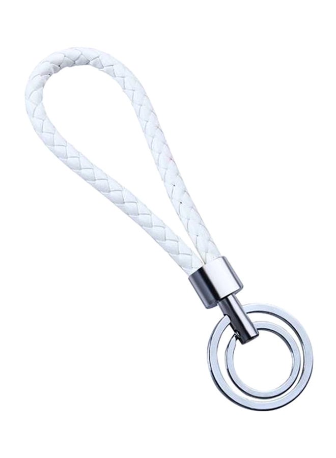 Braided Leather Double Rings Keyrings