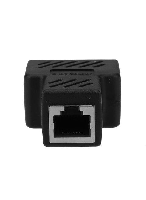 1 To 2 RJ45 Female Network Cable Splitter Adapter Black