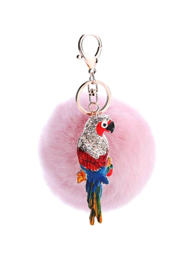 Cute Parrot Rex Rabbit Hair Car Keychain